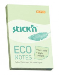 Блок самоклеящийся бумажный Stick`n ECO 21744 51x76мм 100лист. 60г/м2 пастель зеленый