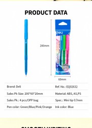 Набор шариковых ручек Deli EQ02632 Arrow 0.7мм 4цв. ассорти синие чернила (4шт)
