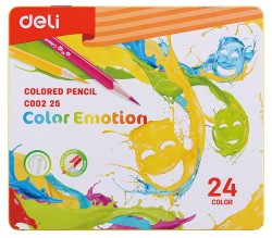 Карандаши цветные Deli EC00225 Color Emotion липа 24цв. мет.кор. (24шт)