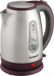 Чайник электрический Scarlett SC-EK21S89 1.7л. 2200Вт нержавеющая сталь/бордовый (корпус: нержавеющая сталь)